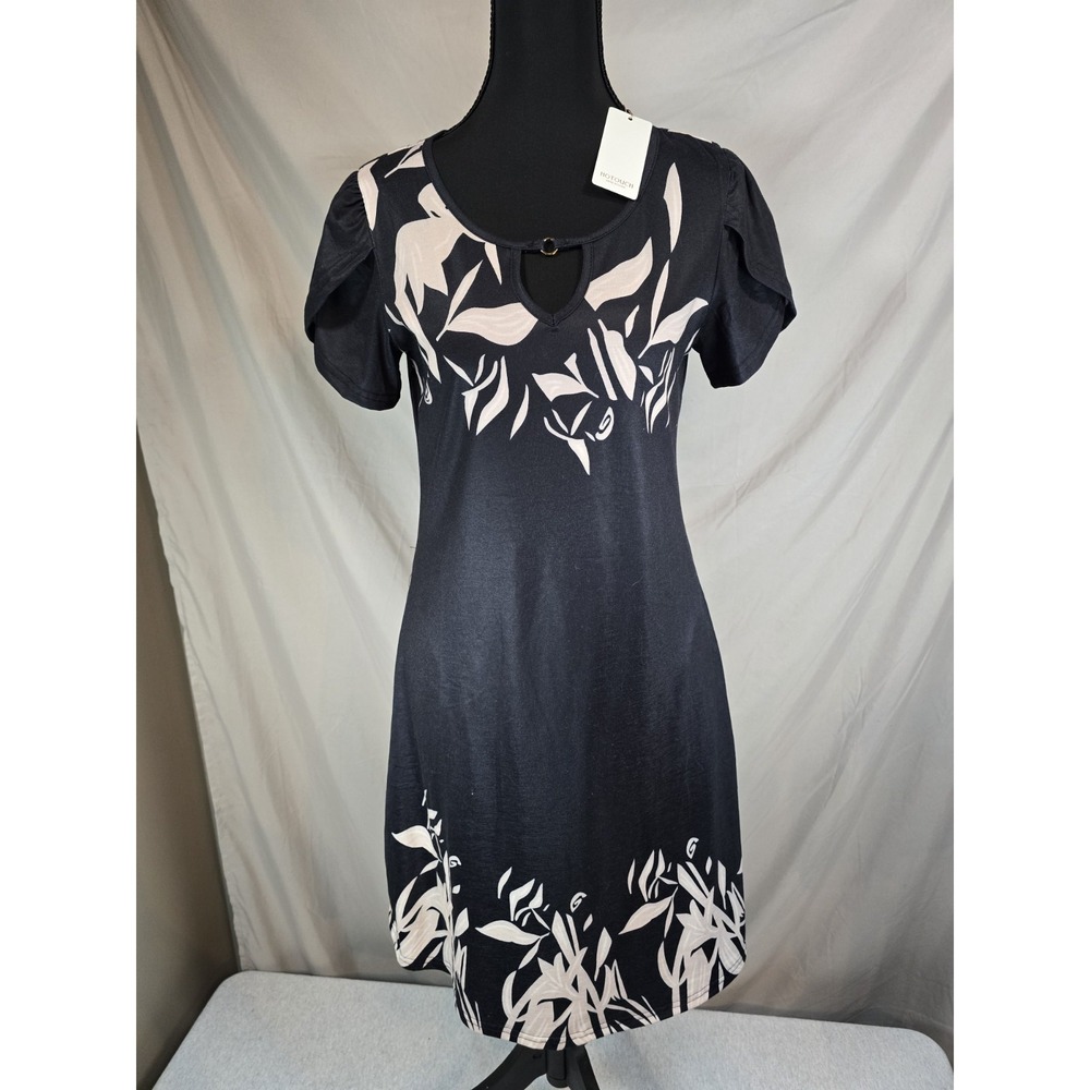 NWT Hotouch Sun Dress Pockets / Short Sleeve Womens Size Small S Black / Flowy